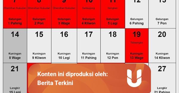 Kalender Jawa November 2021 beserta Tanggal Baik untuk